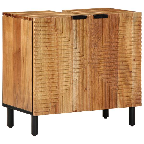 vidaXL Bathroom Furniture Set with Shelf 4 pcs Brown Solid acacia wood