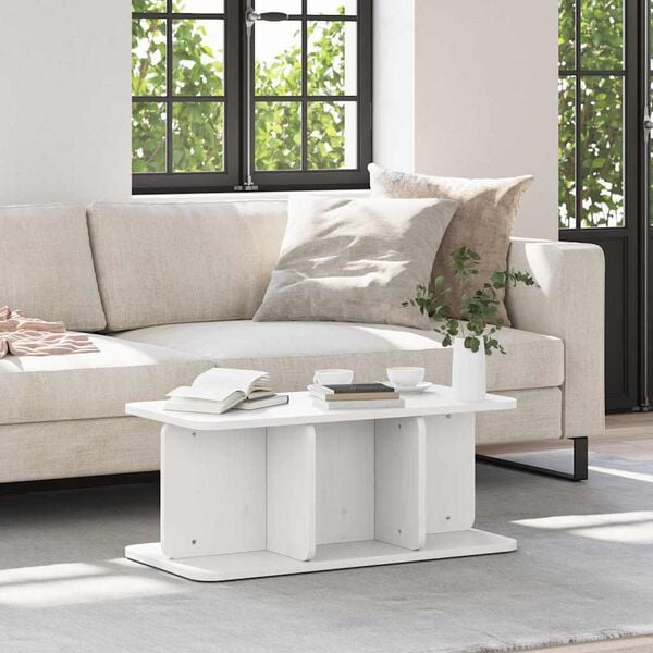 vidaXL Coffee Table White 80 x 39.5 x 33.5 cm Solid pine wood