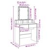 vidaXL Dressing Table with LED Grey Sonoma 80x41x144.5 cm