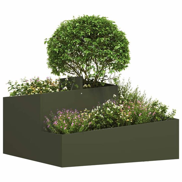 vidaXL Garden Planter Olive Green 80 x 80 x 50 cm Cold-rolled Steel