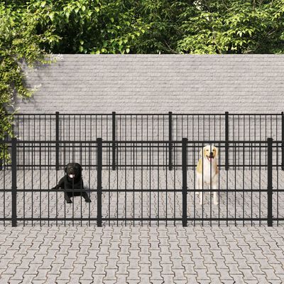 vidaXL Outdoor Dog Kennel Steel 33.87 m²