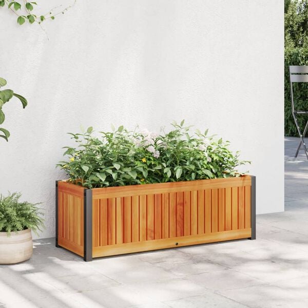 vidaXL Garden Planter 80x30x27.5 cm Solid Wood Acacia and Steel