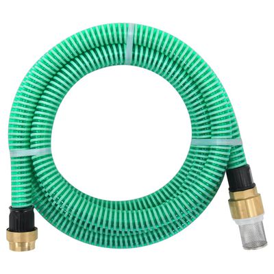 vidaXL Suction Hose with Brass Connectors Green 1.1" 7 m PVC