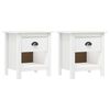 vidaXL Bedside Cabinet | Set of 2 | White | Solid pine wood | Compact