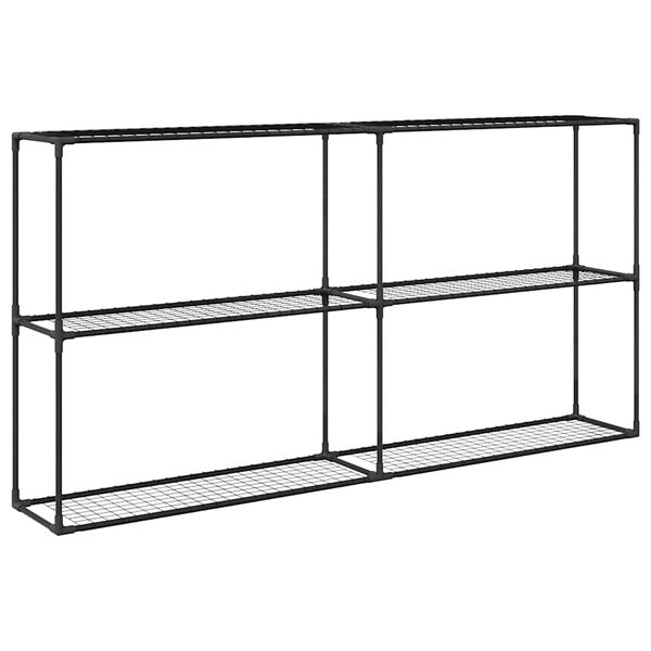 vidaXL 3-Tier Plant Stand Black 200 x 32 x 104 cm Steel