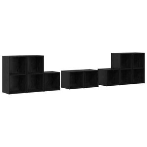 vidaXL TV Cabinet Set Wall-mounted 8 pcs Black Oak Engineered Wood