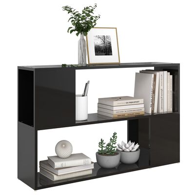 vidaXL Book Cabinet High Gloss Black 100x24x63 cm Engineered Wood