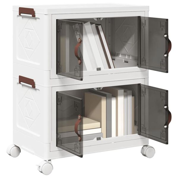 vidaXL Stackable Storage Box with Wheels 2-Tier 28 L 48.5x29.5x59.5 cm