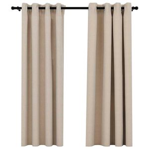 vidaXL Linen-Look Blackout Curtains with Grommets 2pcs Beige 140x175cm