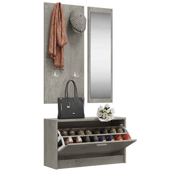 vidaXL 3-in-1 Shoe Cabinet Set Concrete Grey Engineered Wood