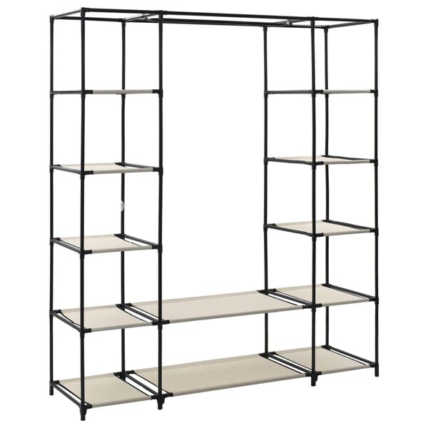 vidaXL Wardrobe with Compartments and Rods Cream 150x45x176 cm Fabric