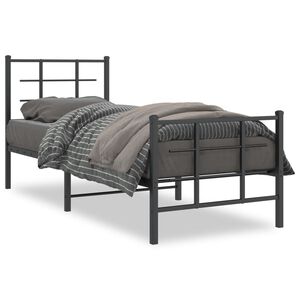 vidaXL Metal Bed Frame without Mattress with Footboard Black 75x190cm