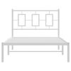 vidaXL Metal Bed Frame without Mattress with Headboard White 100x200cm