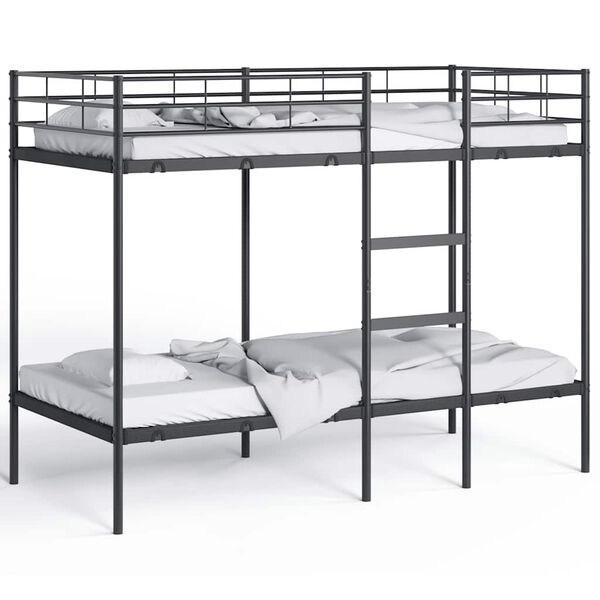 vidaXL Bunk Bed without Mattress Black 100x190 cm Steel