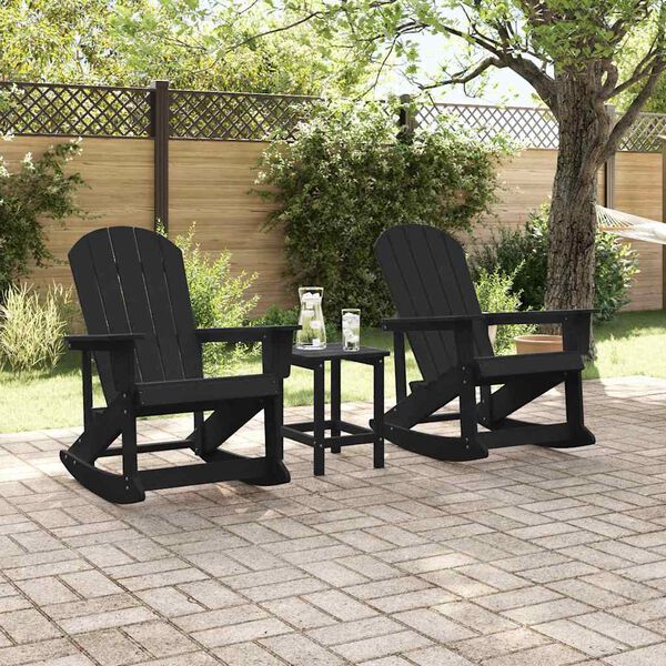 vidaXL Adirondack Rocking Chairs 2 pcs Black HDPE