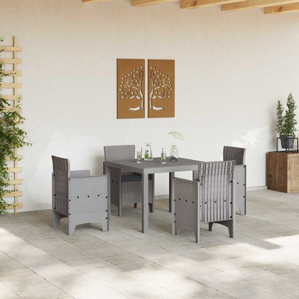 vidaXL Garden Dining Set 5 pcs Light Grey Polt rattan