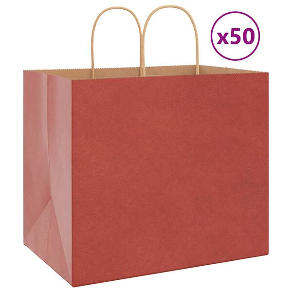 vidaXL Paper Bags 50 pcs with Handles Red 32x22x28 cm
