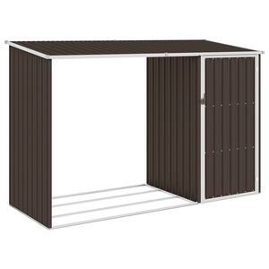 vidaXL Garden Firewood Shed Brown 245x98x159 cm Galvanised Steel