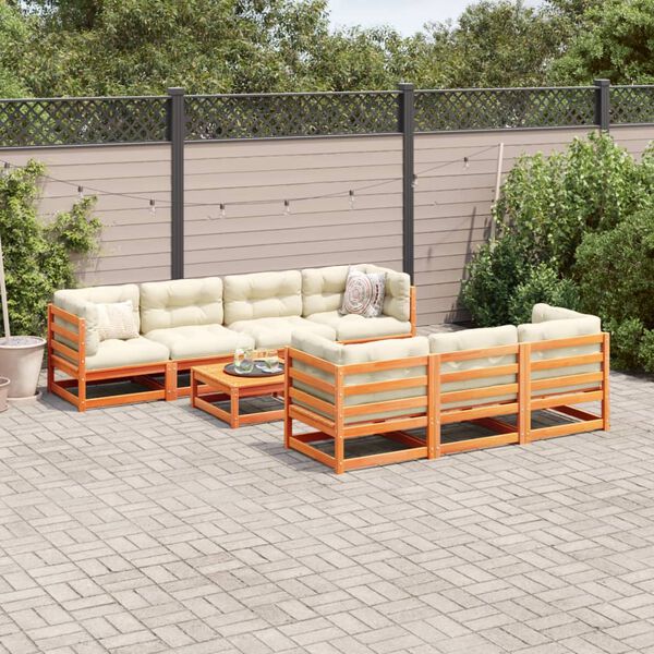 vidaXL 8 Piece Garden Sofa Set Wax Brown Solid Wood Pine