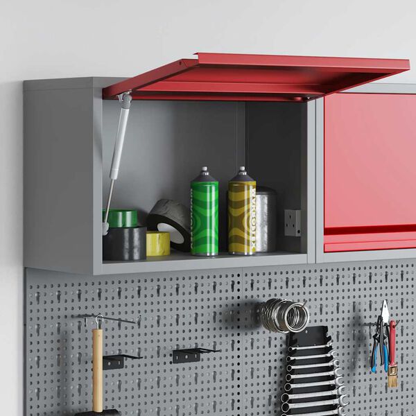 vidaXL Tool Cabinet with Storage Red and Grey 50 x 25 x 35 cm