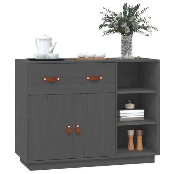 vidaXL Sideboard Grey 98.5x40x75 cm Solid Wood Pine