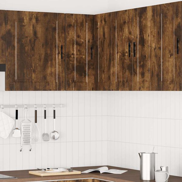 vidaXL Kitchen Wall Corner Cabinet "Porto" Smoked Oak Engineered Wood