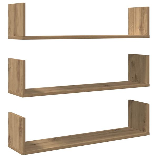 vidaXL Wall Shelves 3 pcs Artisian Oak 80x18x18 cm Engineered Wood