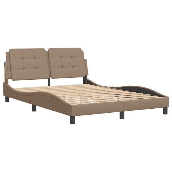 vidaXL Bed Frame without Mattress "Zadar" Cappuccino 140x200 cm Faux Leather