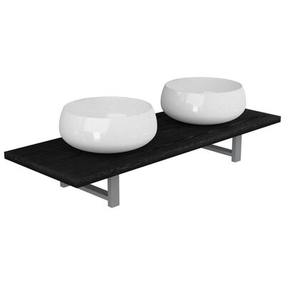 vidaXL Three Piece Bathroom Furniture Set Ceramic Black