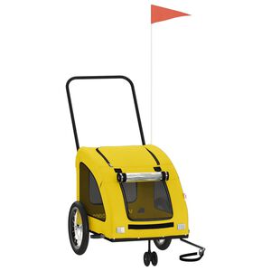 vidaXL Pet Bike Trailer Yellow Oxford Fabric and Iron