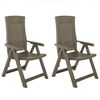 vidaXL Reclining Folding Chairs 2 pcs Plastic Mocca