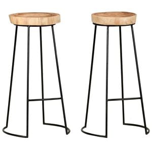 vidaXL Bar Stool | Set of 2 | Natural, Black