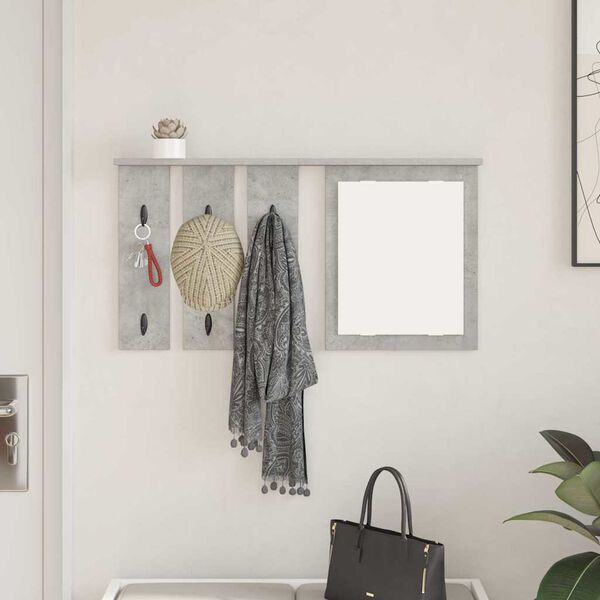 vidaXL Wall-Mounted Coat Rack with Shelf Concrete grey 85 x 10 x 45 cm