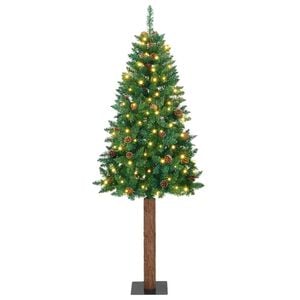 vidaXL Slim Christmas Tree Green 180 cm PVC and Solid Pine wood