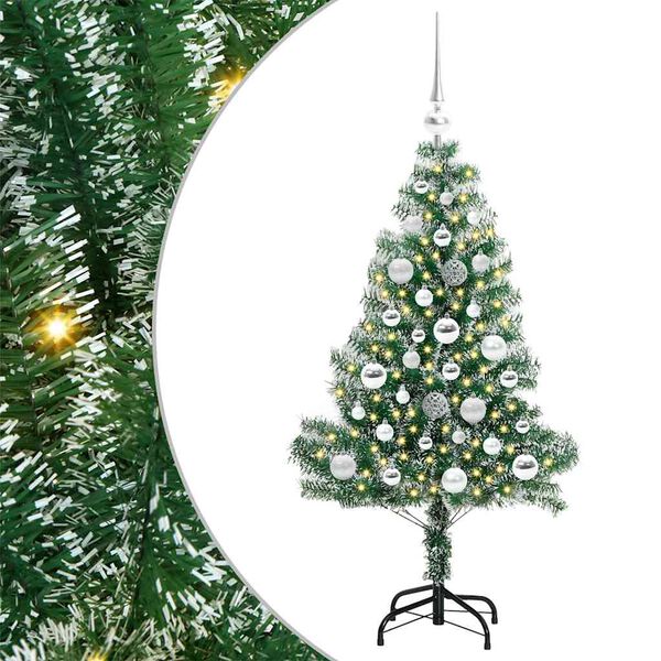 vidaXL Artificial Christmas Tree Snow Flocked with LED Light 120 cm
