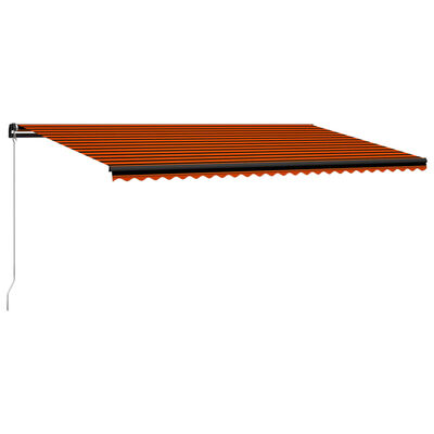 vidaXL Manual Retractable Awning with LED 600x300 cm Orange and Brown
