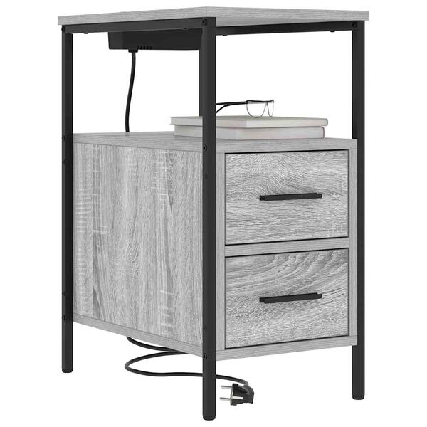 vidaXL Bedside Cabinet Grey Sonoma 30 x 48 x 61 cm Engineered Wood