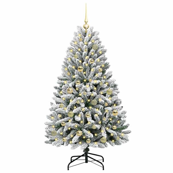 vidaXL Artificial Christmas Tree Green and White 150 cm PVC and Metal