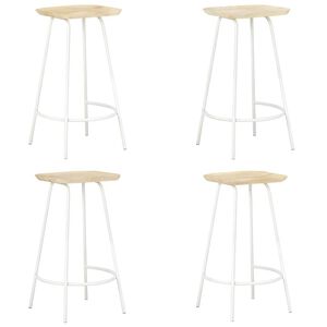 vidaXL Bar Stool | Set of 4 | Bleached wood and white