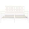 vidaXL Bed Frame without Mattress White King Size Solid Wood