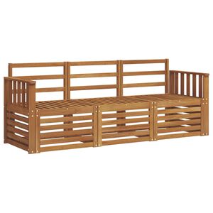 vidaXL Outdoor Sofa Set 3 pcs 3-Seaters Natural Solid Acacia Wood