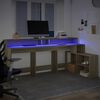 vidaXL Desk with LED Lights Sonoma Oak 200x104x91 cm Engineered Wood