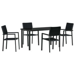 vidaXL Garden Dining Set 5 pcs Black Powder-Coated Steel