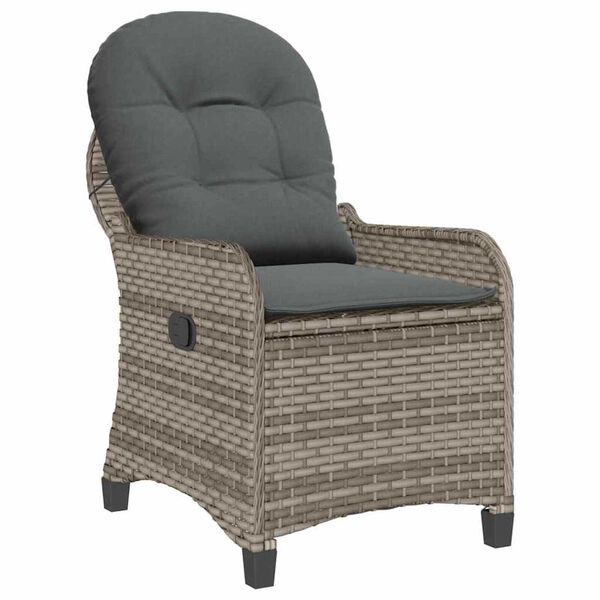 vidaXL Recliner Chair Grey 56 x 66 x 95cm Poly Rattan