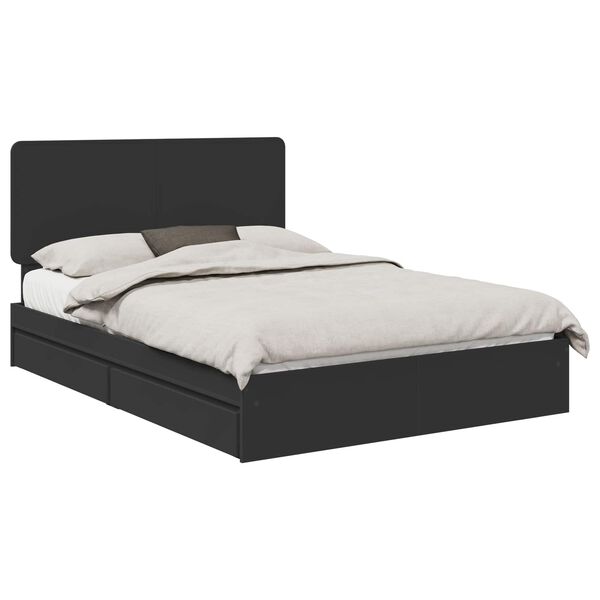 vidaXL Storage Bed with Headboard Black 150 x 200 cm Engineered Wood