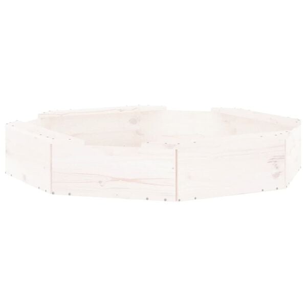 vidaXL Sandbox with Seats White Octagon Solid Wood Pine