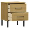 vidaXL Bedside Cabinet with Metal Legs Brown Solid Wood Pine OSLO