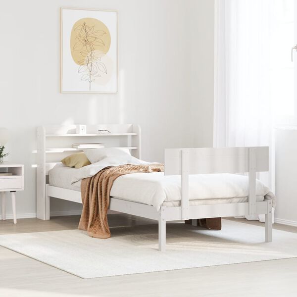 vidaXL Bed Frame without Mattress White 90x190 cm Single Solid Wood Pine