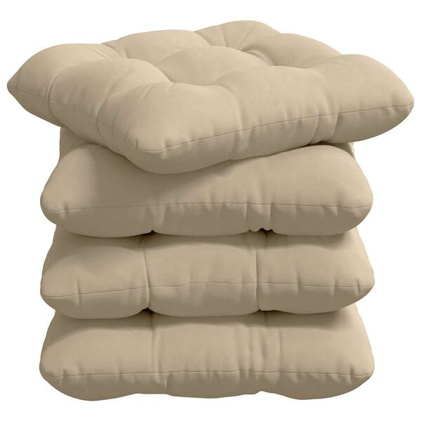 vidaXL Seat Cushions 4 pcs Cream 40 x 40 cm Microfibre Fabric