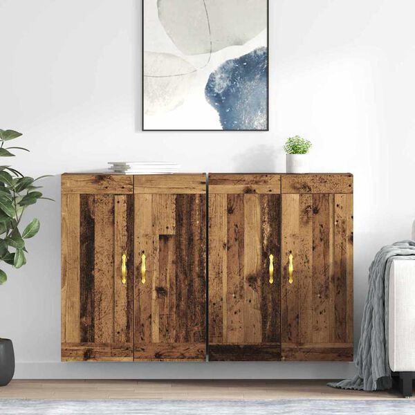 vidaXL Wall-mounted Cabinet 2 pcs Old Wood 69.5 x 34 x 90 cm